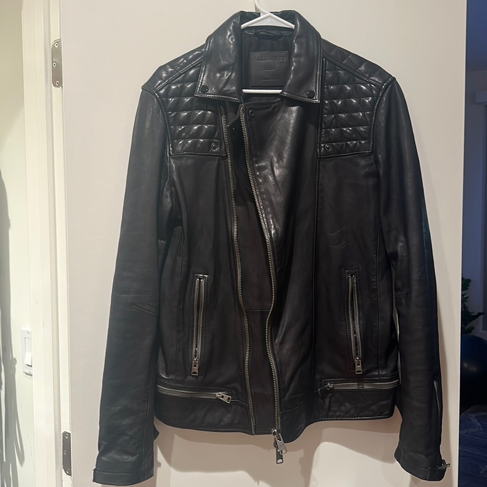 ALLSAINTS Conroy Crinkled Leather Biker Jacket